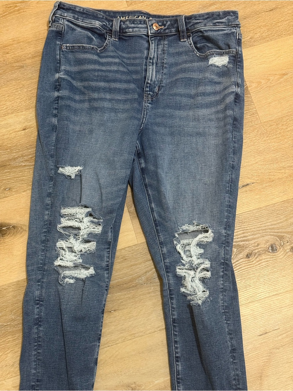American Eagle Outfitters Distressed Dark Blue Skinny Jeans
